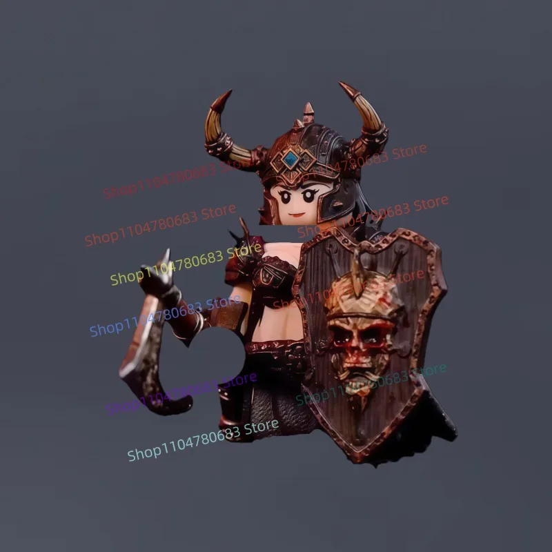 MOC Building Blocks Viking Warrior Mini Figure Assembly Model Display Anime Cartoon Toy Decoration Holiday Gift Collectible
