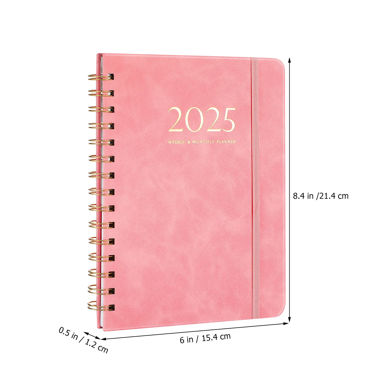 Planer miesięczny na rok 2025 z gładkiego papieru, oprawa spiralna, przenośny rozmiar, solidny planer na rok 2025, planer.