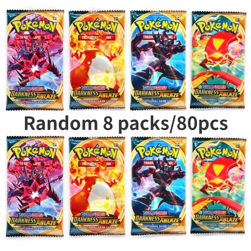 Random 40/80 PCS Pokemon Cards Deck Box Pikachu English Party Games Tabletop Matchmaking Card Set Pokemon Cards\' Album Kids Toys