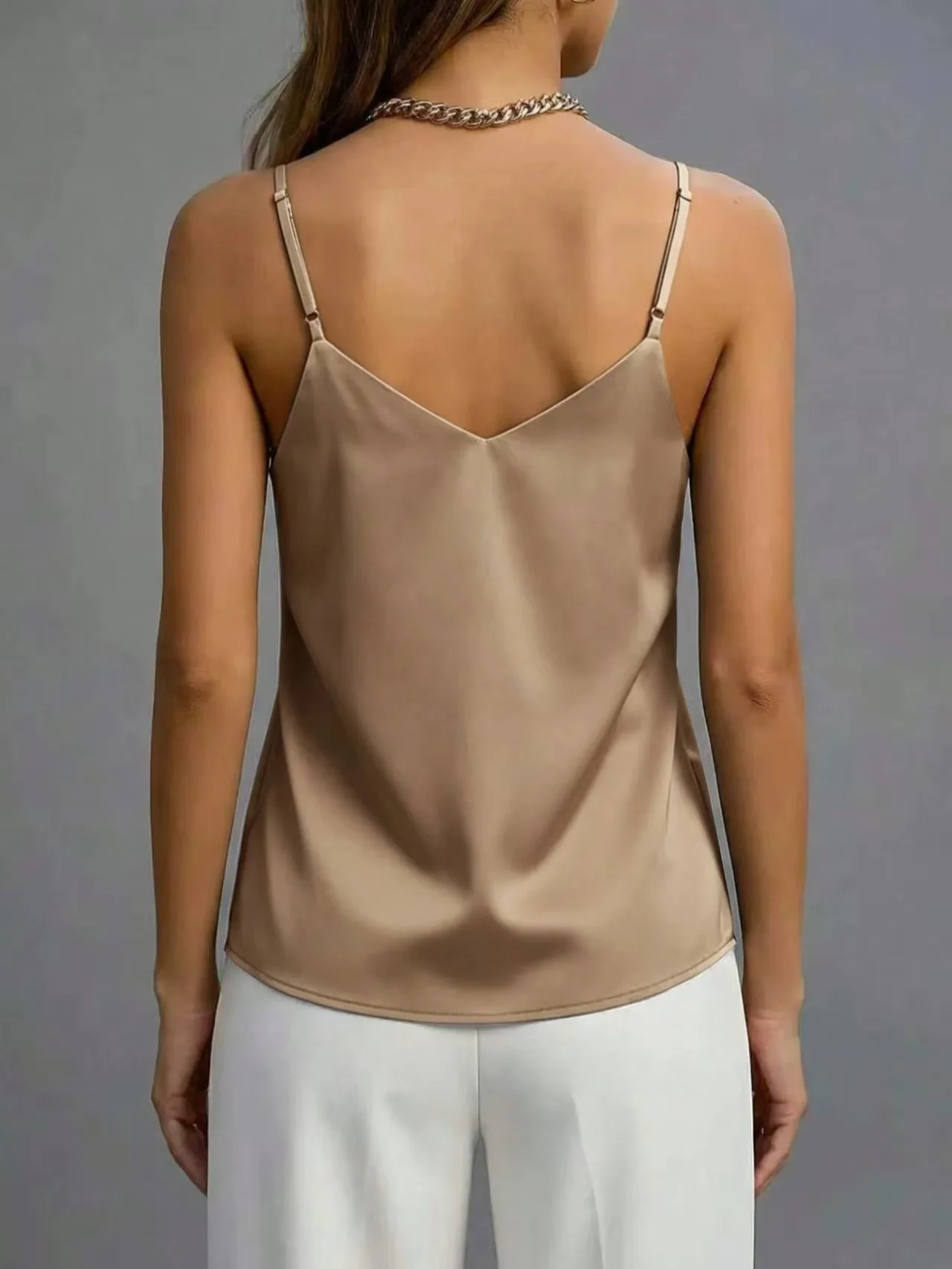 Women's camisole European and American fashion solid color V-neck vest 2026 new women's top