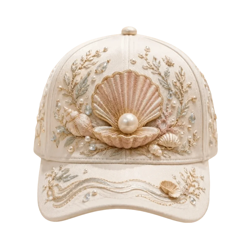 Creative 3D Ocean Creatures Embroidery Cap Breathable Adjustable Baseball Cap Lightweight Ethnic Style Peaked Cap for Women