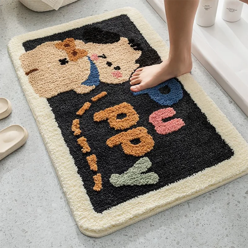 

Bathroom Cloth Anti Slip Bath Mats Absorbent Bathroom Mat Soft Microfiber Footmat Fluffy Plush Shaggy Bathroom Carpets And Floor