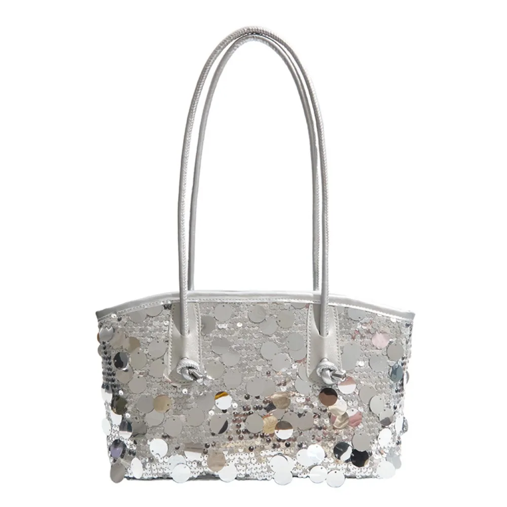 

Portable Shiny Sequin Tote Bag Fashion Sequined Blingbling Handbag Large Underarm Bag Evening Bag Girls