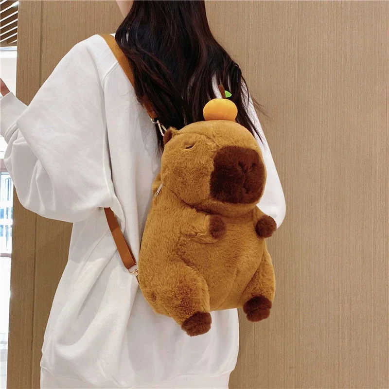 Dolphin Backpack Kapybara Cute Plush Toy Shoulder Bag Dual-purpose Shoulder Bag Ugly Water Guinea Pig Cute Doll Tote Bag