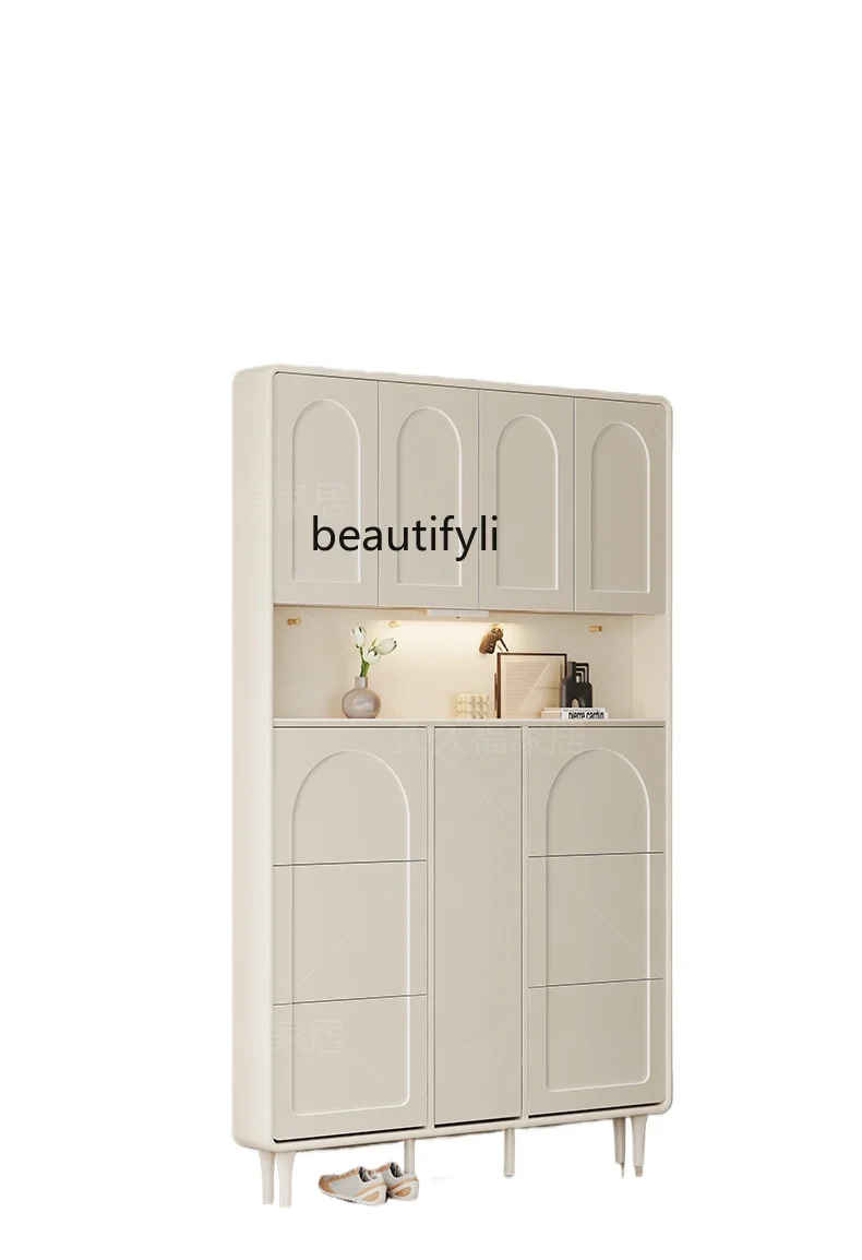 Shoe Cabinet Home Doorway Ultra-Thin Nordic  Tilting High Vertical Hall Cabinet Small Apartment Space-Saving Storage Cabinet