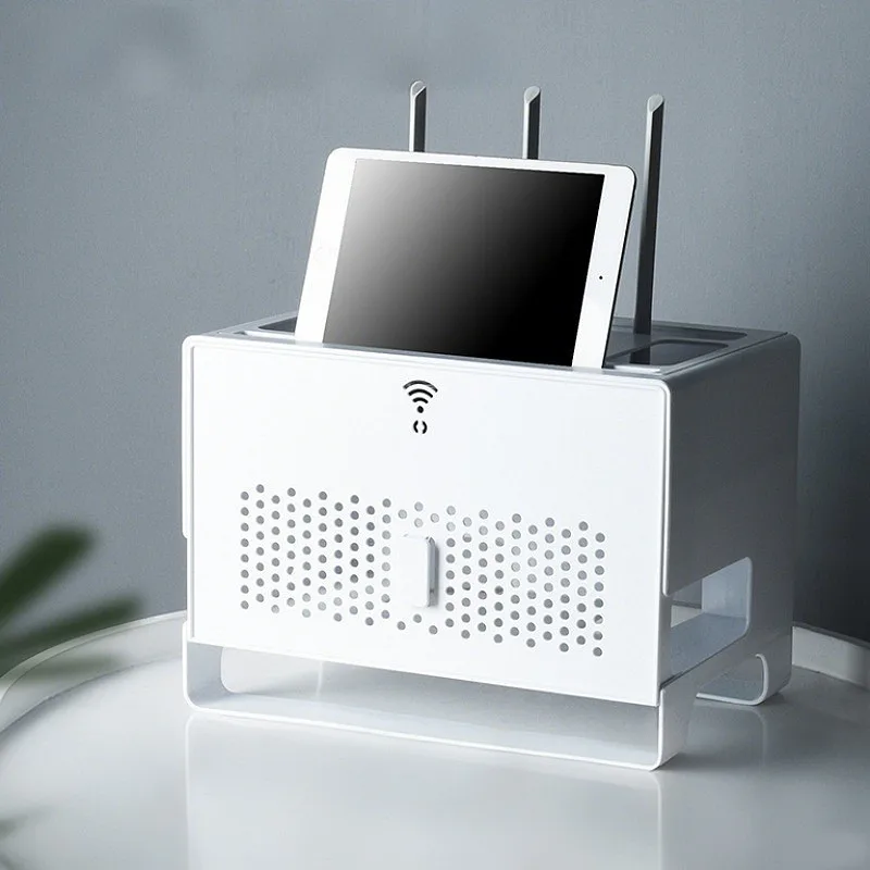 WiFi Router Storage Box TV Cable Organizer Hollow out No Block TV Set Top Box Plug Board Arrangement Box Simple Style Plastic