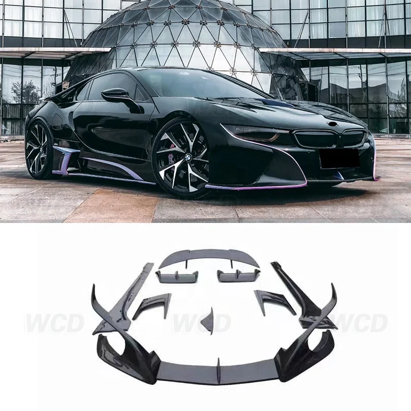 Top style high quality carbon fiber front lip side skirt rear lip Diffuser Spoiler suitable for BMW i8 body kit 2014-2018