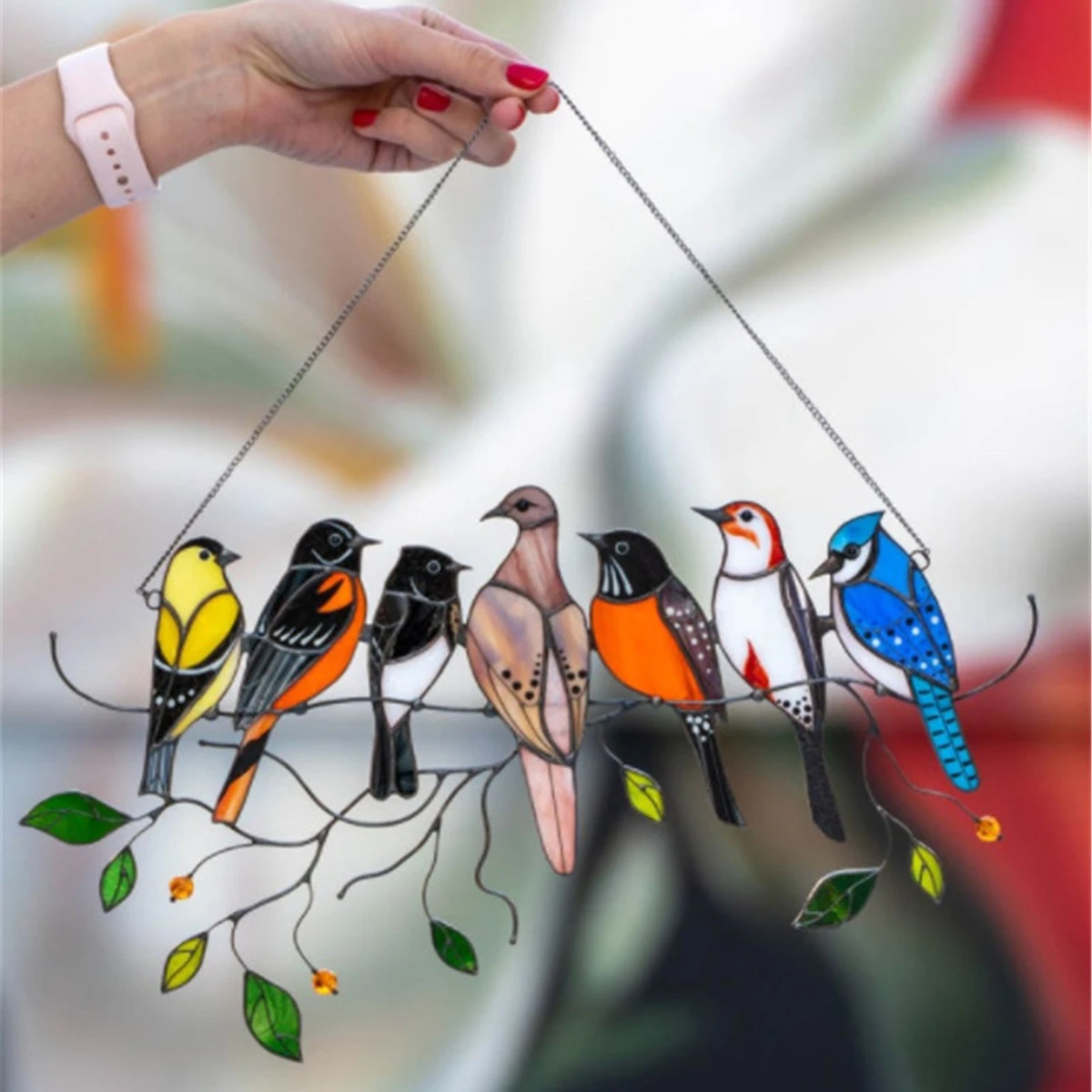 1pc-Multicolor bird Ornaments Acrylic Panel Window Wall Hangings Birds Stained Glass Window Suncatcher Hanging Home Decor