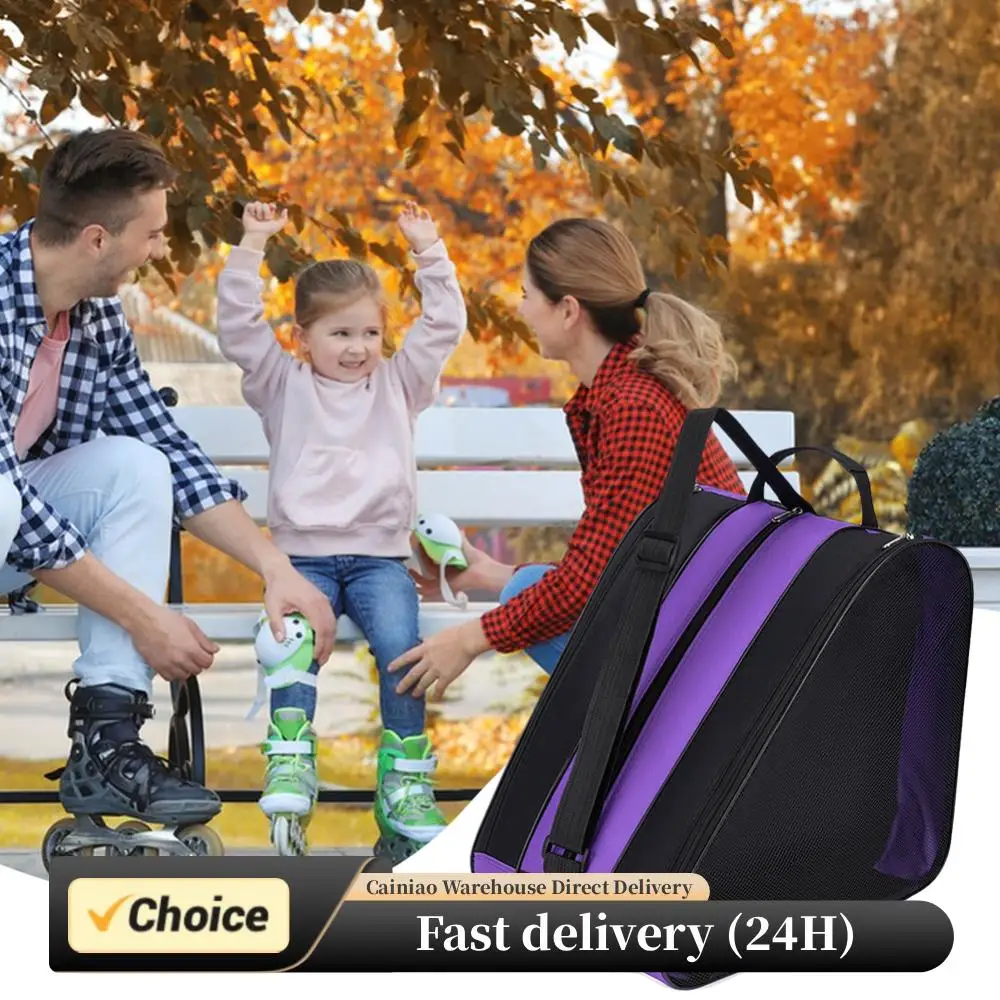 

Roller Skate Bag Ski Snow Boots Bag Adjustable Strap Ice-Skating Shoulder Bag Oxford Cloth Multi-Compartments for Ski Sports