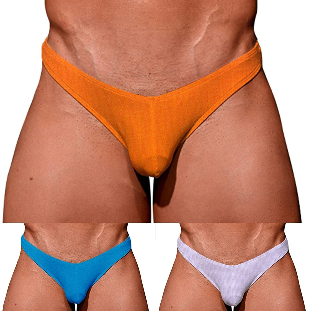 ملابس داخلية رجالية بلون سادة بخصر منخفض ، شورت مثير ، سراويل داخلية رفيعة