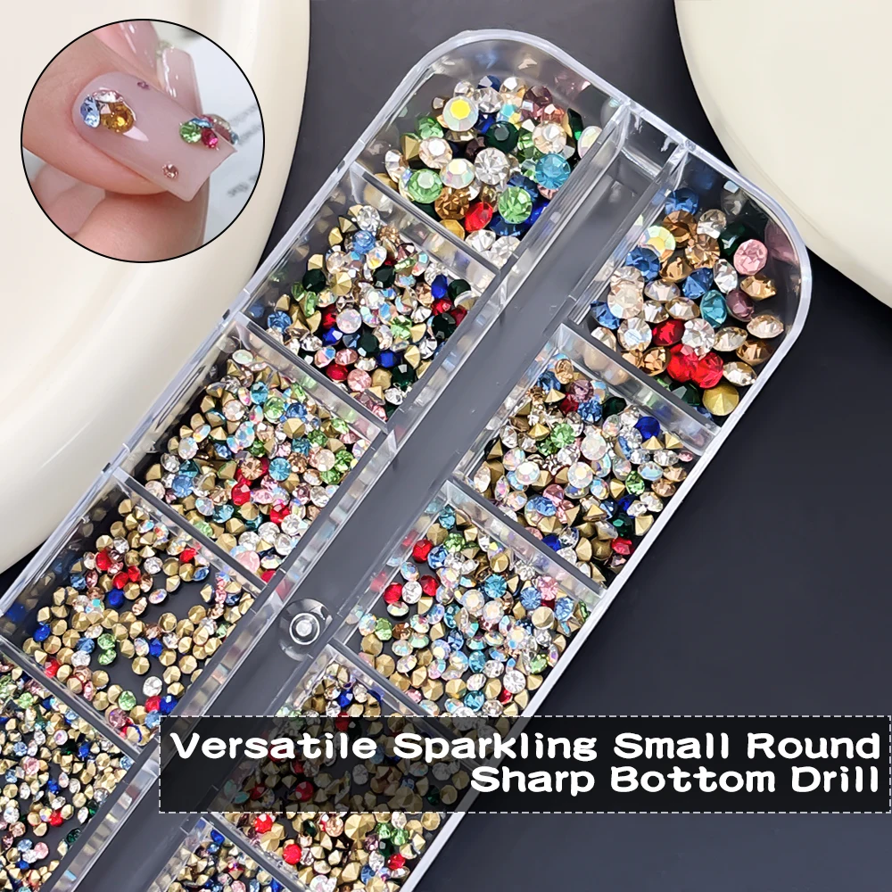 650 pièces tailles mixtes pointues dos coloré ongles gemmes bonbons ongles strass scintillant manucure décoration bricolage Nail Art fournitures