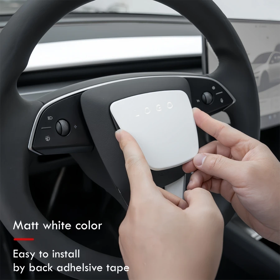 Für Tesla Model Y Juniper 2025 2026 Lenkradabdeckung Model 3 Highland Mattweißes Lenkrad-Zierleisten-Set Schutz-Zubehör – Detail 6
