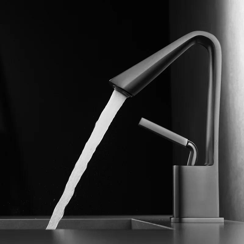 

Solid Brass Grey Faucet Bathroom Single Handle Single Hole Basin Tap Cold and Hot Mixer Faucet White Brushed Gold Black