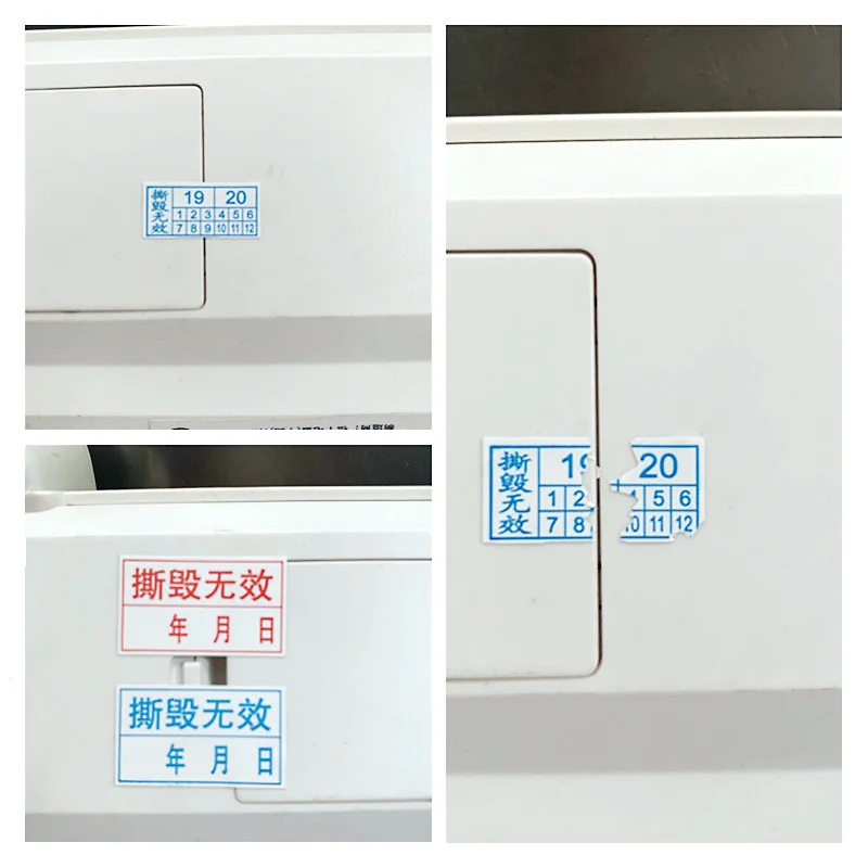 Customized Logo Fragile Adhesive Labels Round QC PASS Date Stickers Remove warranty void if removed label Color Rectangle Paper