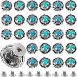 20 Sets Conchos for Leather 2 Colors Alloy Engraving Decorative Buttons Metal Screw Back Button Retro Leather Screw Rivets