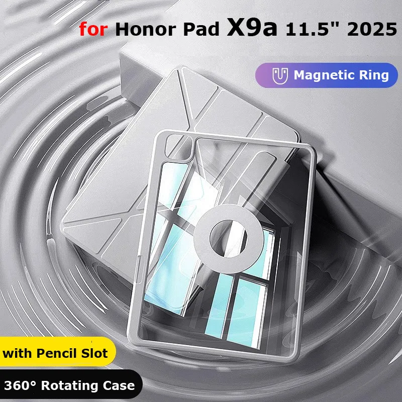 Magnetic Cover for Huawei Honor Pad X9a 2025 11.5 Inch Pad X9A 11.5 X9 Pro PadX8a 11 2024 Transparent Acrylic 360 Rotating Case
