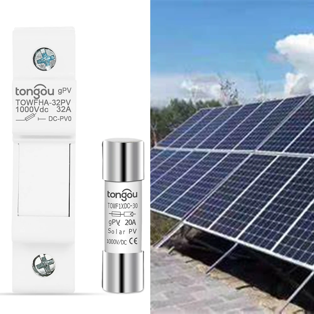 تطبيقات الطاقة الشمسية مجموعة حامل الصمامات للحماية الكهروضوئية البيضاء تصميم مقاوم للحرارة عزل عالي ميزات 10A PV فيوز