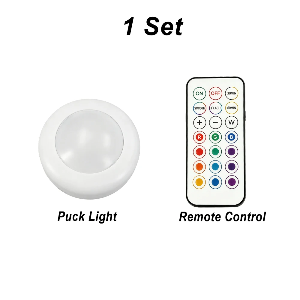 Puck Lights für Bambu Lab KC007 – Fernbedienbare RGBW DIY Hardware, einstellbares 16-Farben-Rund-LED-Lampen-Kit mit Steuerung für 3D-Druckteile