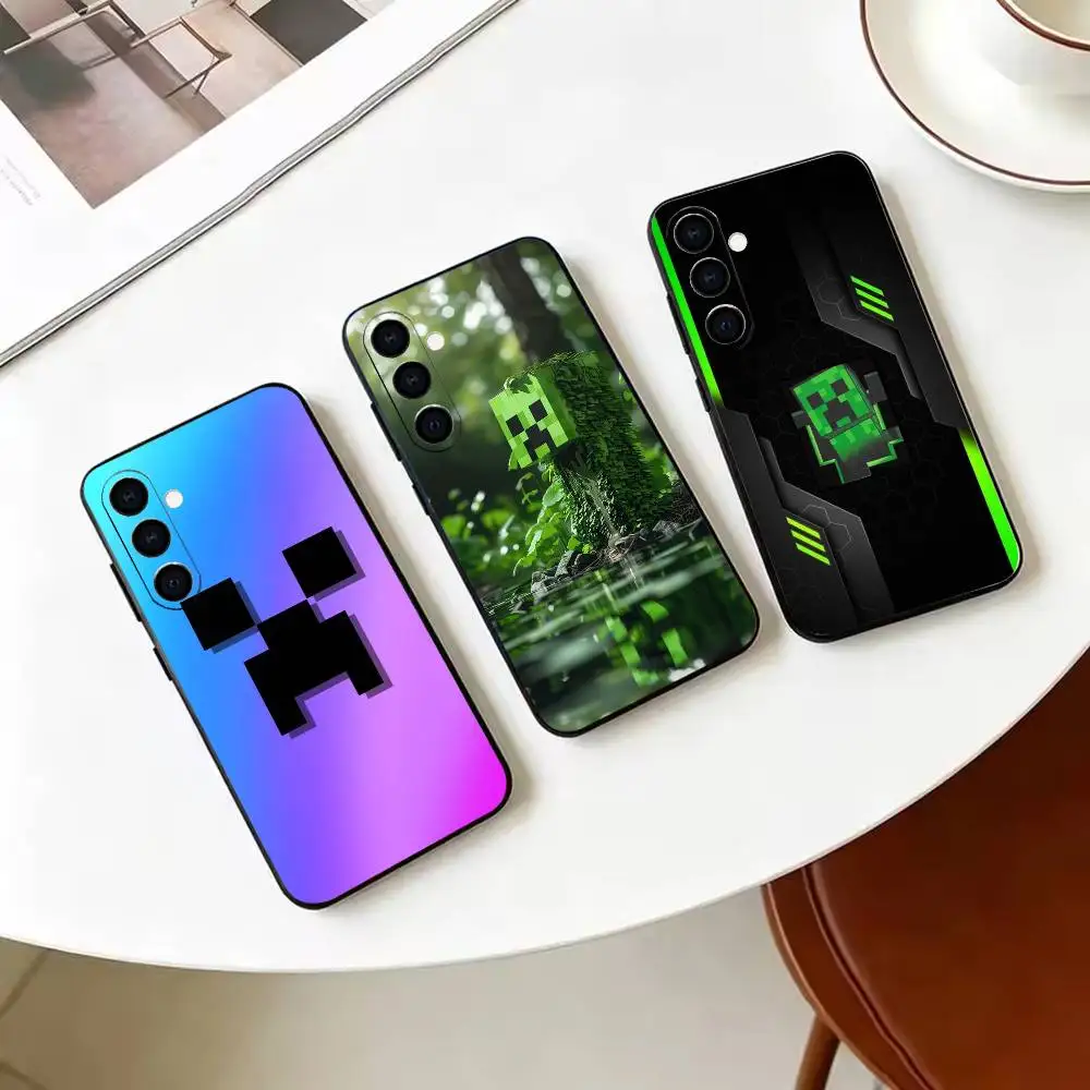 Green Pixel -Monster Creeper-a Black Soft Silicone Phone Case for Samsung Galaxy A73, A42, A72, A70, A53, A52, A51