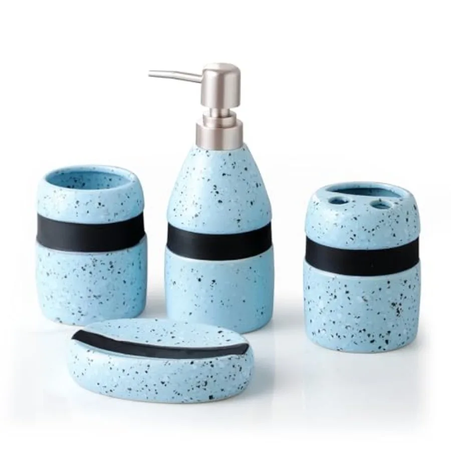 

4-Piece Bathroom Toiletry Set, Beauty and Personal Care Dispenser, soap Dispenser, Toothbrush Cup, soap jar, soap Dish White,38