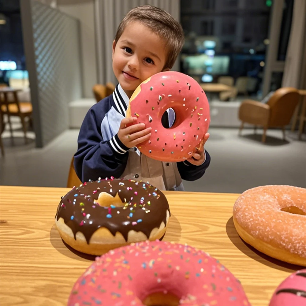

Cute Delicious Fried Donuts Bread Museum Event Exhibition Supplies Plastic Material Faux Food Model Season Vanilla Cake Small