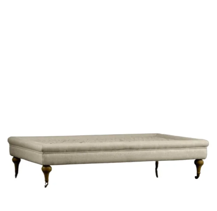 

American soft bag buckle coffee table European retro nostalgic fabric coffee table French living room linen coffee table