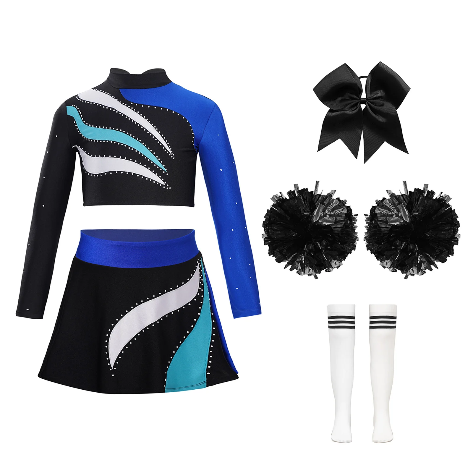 Girl Cheerleader Costume Outfit Set Halloween Cheerleading Fancy Dress Football Basketball Baby Cheer Uniform School Performance