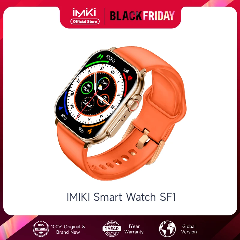 Original IMIKI SF1 AMOLED Smart Watch 2.01“ Display 1000nits Bluetooth Calling 100+ Sports Modes IP68 Business Fashion Modeling