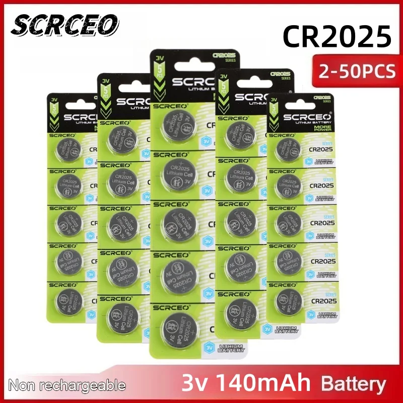 

2-50PCS 3V CR2025 CR 2025 Lithium Button Battery DL2025 BR2025 5003LC LM2025 Coin Cell Watch Batteries For Toys Clock Computer
