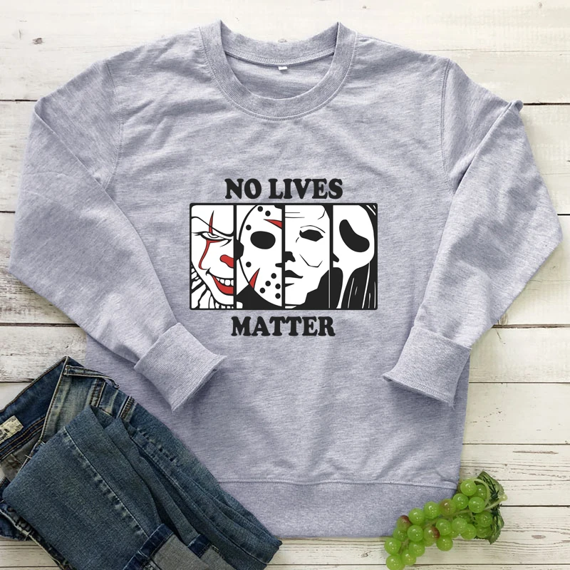 colored no lives matter Sweatshirt spooky women long sleeve jumper halloween graphic pullovers