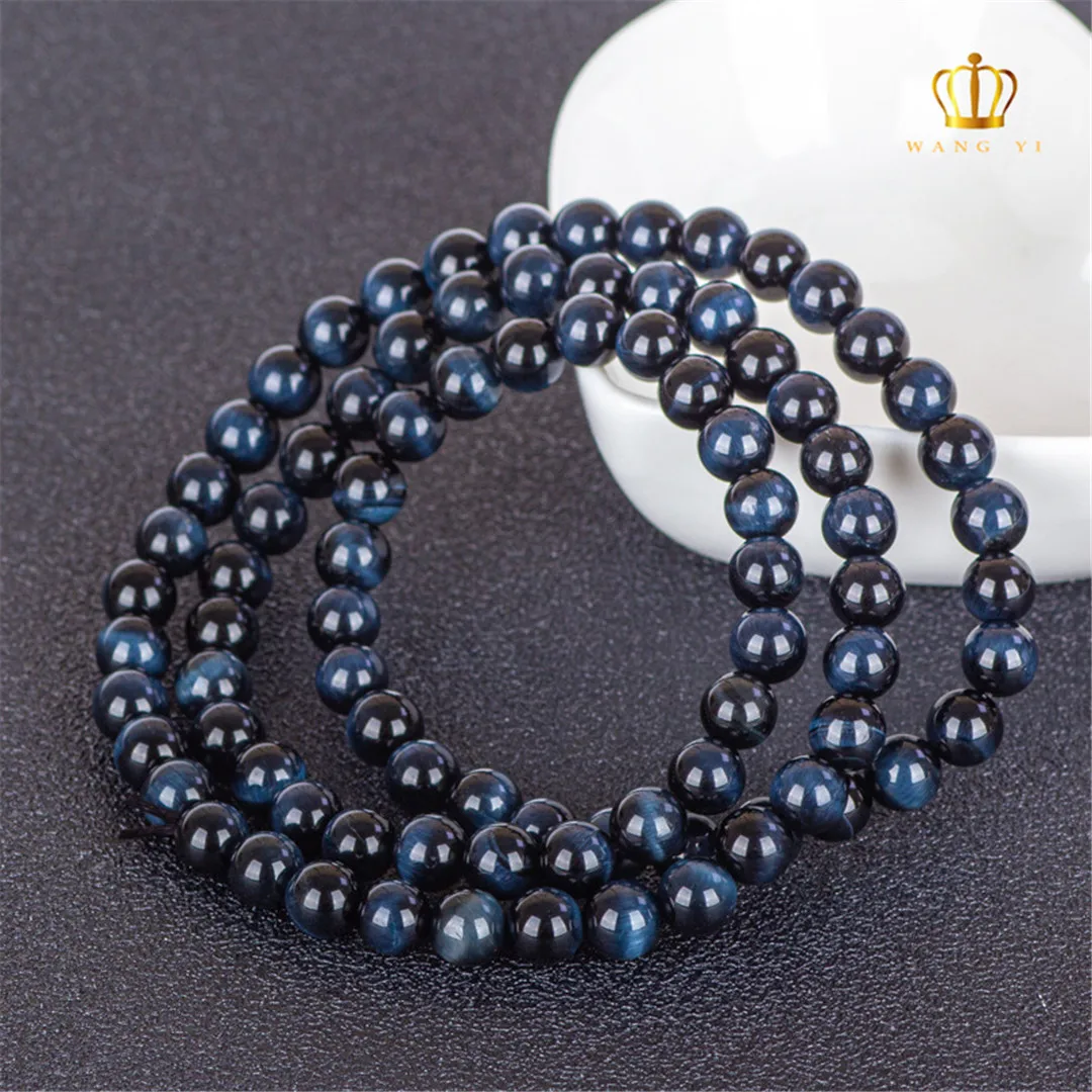 6mm Natural Blue Tiger Eye Stone Bracelet Jewelry For Women Men Healing Gift Reiki Crystal Beads Energy Gemstone Strands AAAAA