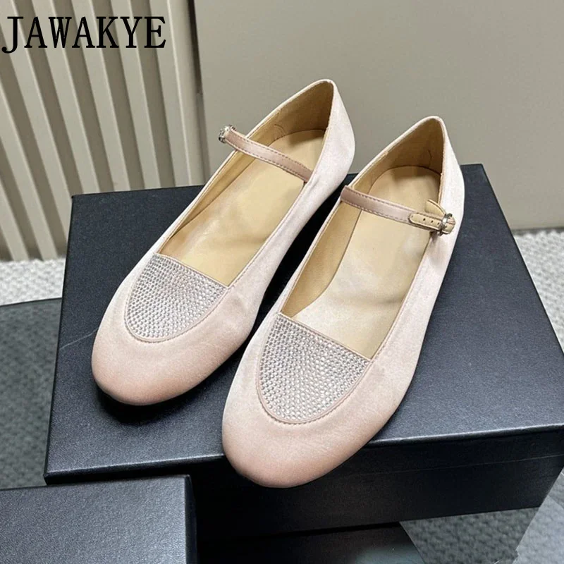 

Satin Silk Pink Loafers Casual Brand Ladies Dress Flats Round Toe Ladies Crystal Mules Daily Shoes Street Fashion Mary Janes