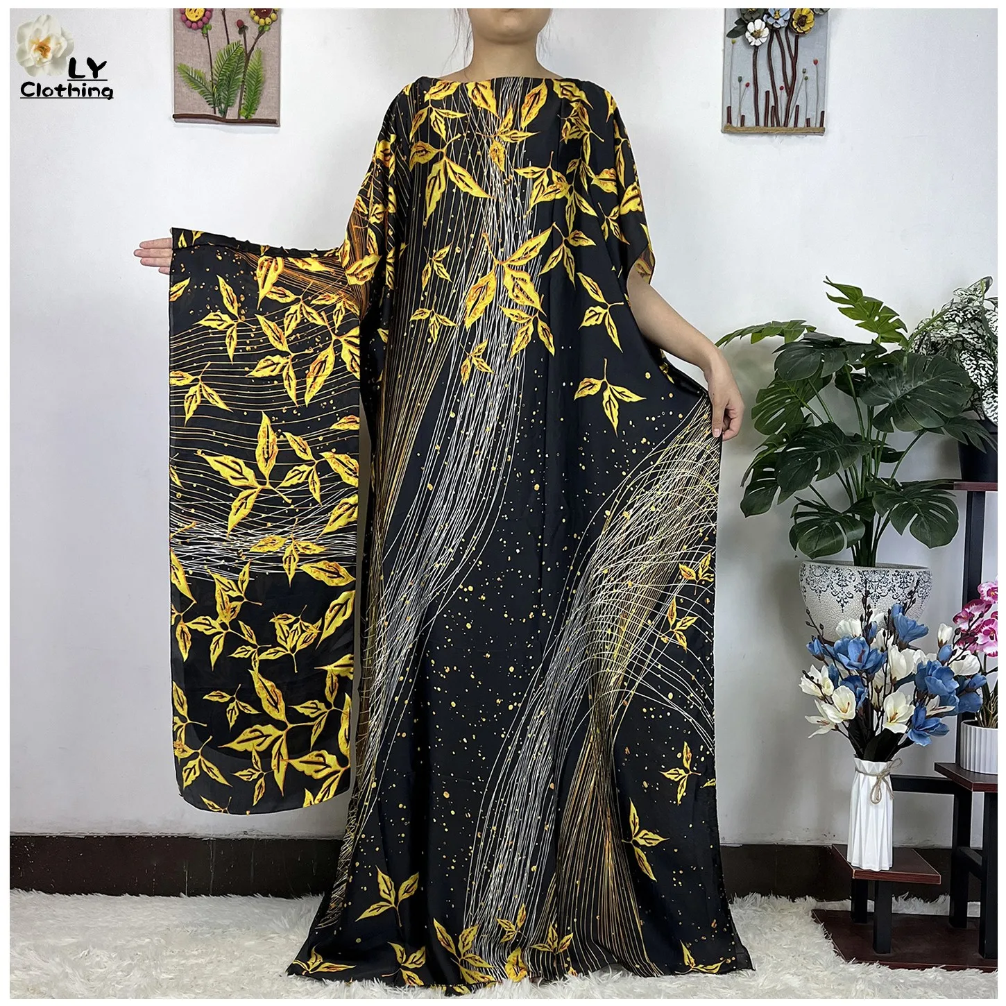 

2023 Fashion Print Islam Turkey Loose Elegant Femme Robe New Silk Oversize African Women Clothing Dubai Dashiki Abaya Free Size