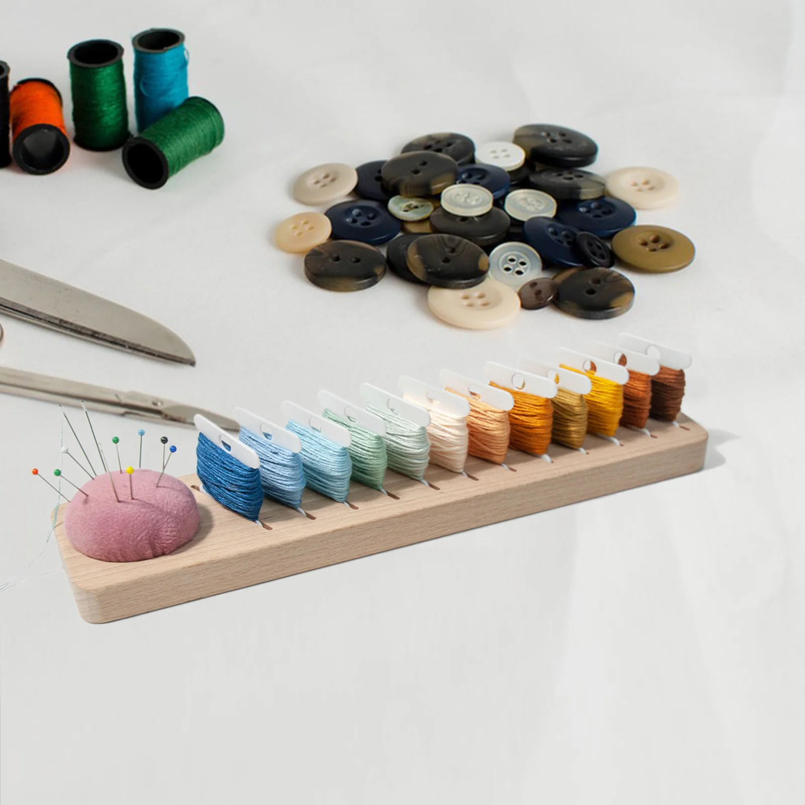 

Wooden Embroidery Floss Organizer Durable Thread Winding Board Sewing Thread Holder Cross Stitch Floss Storage Tool