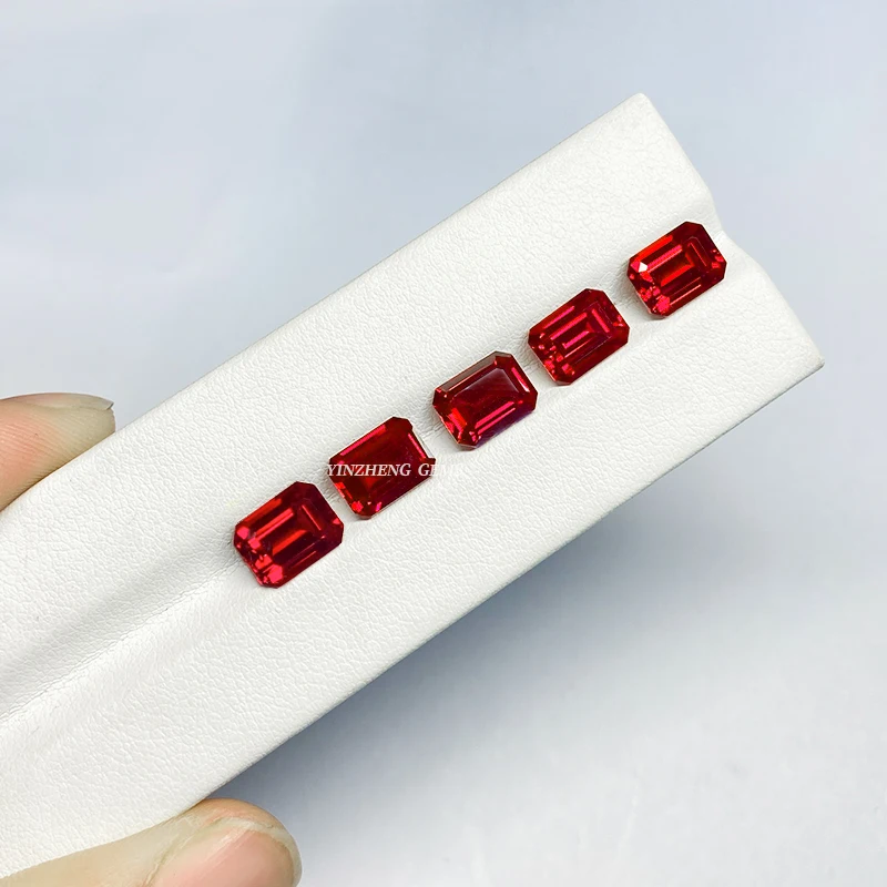 Ruby Lab grown diamonds emerald Cut shape gem Synthetic loose gemstone for Jewelry making material