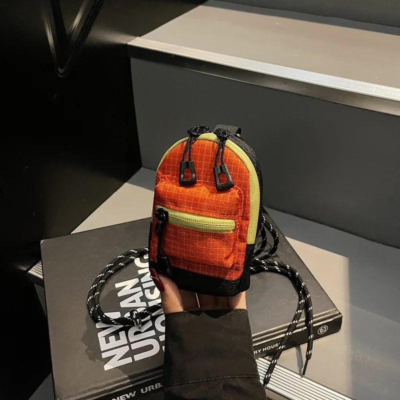 حقيبة كتلة الألوان الصغيرة حبال Ins العصرية Crossbody الرقبة الحقيبة لمفاتيح المحفظة Airpods للجنسين حقيبة الصدر للأنشطة الخارجية