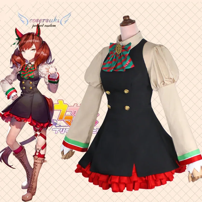 

Uma musume Pretty Derby Nice Nature Poinsettia Ribbon Cosplay Costume Halloween Christmas Outfit ty'4