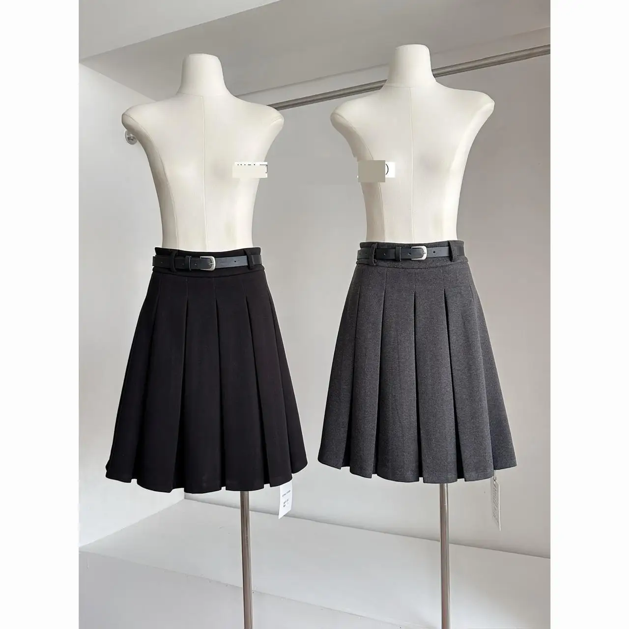 

Women's Autumn Winter High Waist A Line Pleated Skirt Lady Casual Solid Color Wool&blend Short Skirt