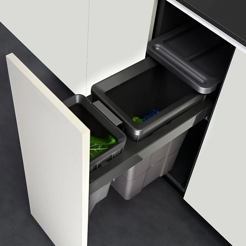 

Telescoping Trash Can Double Waste Bins Kitchen Wall Anti Odor Cabinet Trashcan Household Large Sorting Litter Bin Container