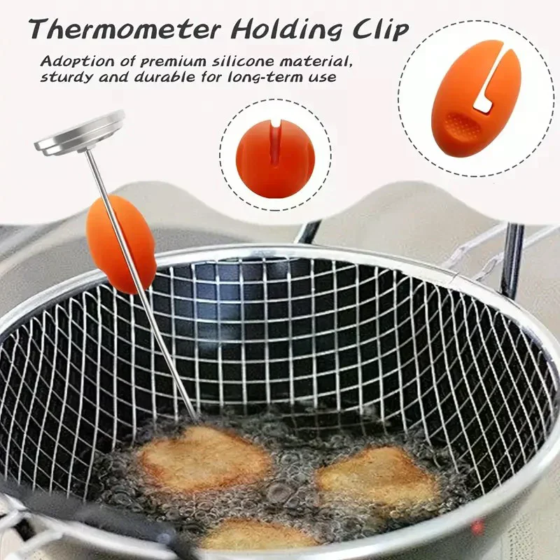 Silicone Holder Clip Fixed Probe Clip For Pot Candy Making Temp Probe Pot Clip Holder Kitchen Gadgets