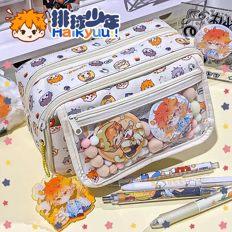 ¡Anime Haikyuu! Bolsa de bolígrafo serie japonesa Ambitus Cosplay, almacenamiento de papelería para estudiantes, lindo, exquisito, delicadeza, creatividad