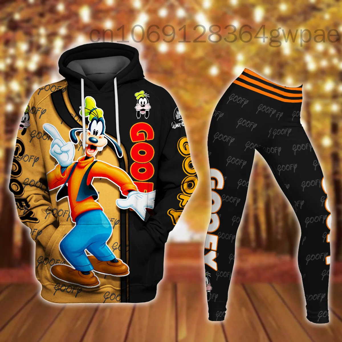 

Personalized Disney Goofy Castle Glitter 3D Women's Hoodie and Leggings Suit Minnie Yoga Pants Sweatpants Fashion Tracksuit Set