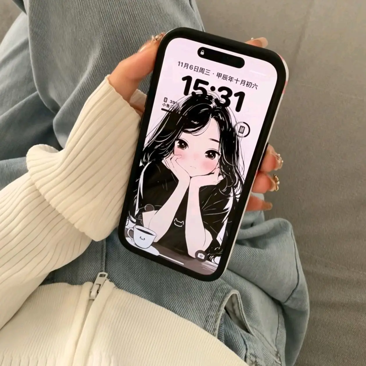 الكورية Ins الصغيرة الوردي الزهور كلمة محظوظ قضية الهاتف آيفون 16 15 14 13 برو ماكس 12 11 الغطاء الخلفي صندوق #2