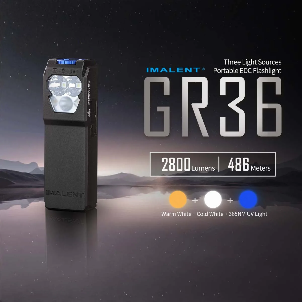 

IMALENT GR36 Flashlight Strong Light Super Bright Long-Range Three Light Sources Rechargeable EDC Portable Outdoor Waterproof