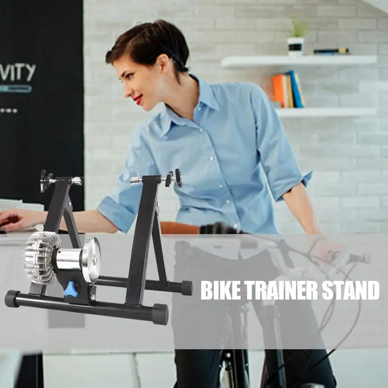 Bike Trainer Stand For Indoor Riding Portable Foldable Magnetic Stainless Steel Indoor Trainer Stationary Exercise With Noise