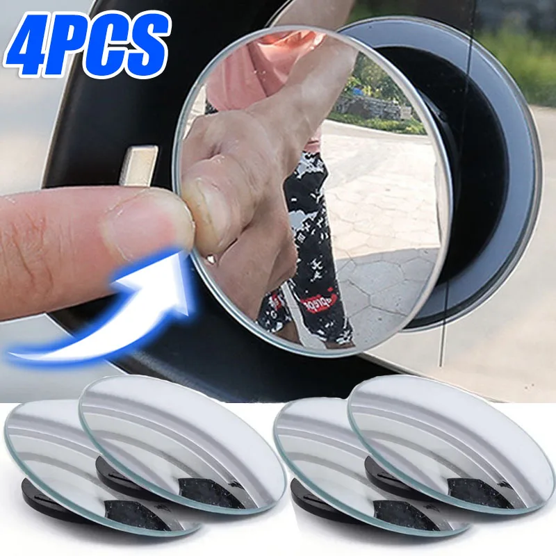 1/6pcs Car Blind Spot Rear View Mirror Wide Adjustable Small Round Mirror 360° Rotation Reverse Auxiliary Rearview Convex Mirror