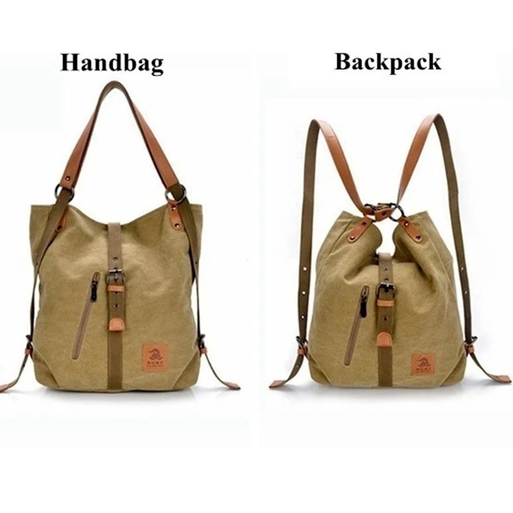 Women Canvas Dual Purpose Bag Multifunctional Satchels Large Capacity Handbag Shoulder Backpack Anti Theft Schoolbag Travel Bags