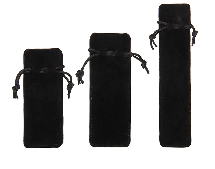 100pcs/lot Double-sided Velvet Lipstick Pouches Pen Bags Drawstring Gift Bags Custom Logo Wholesale 3.5x17 4.5x12 5x14 6x14cm