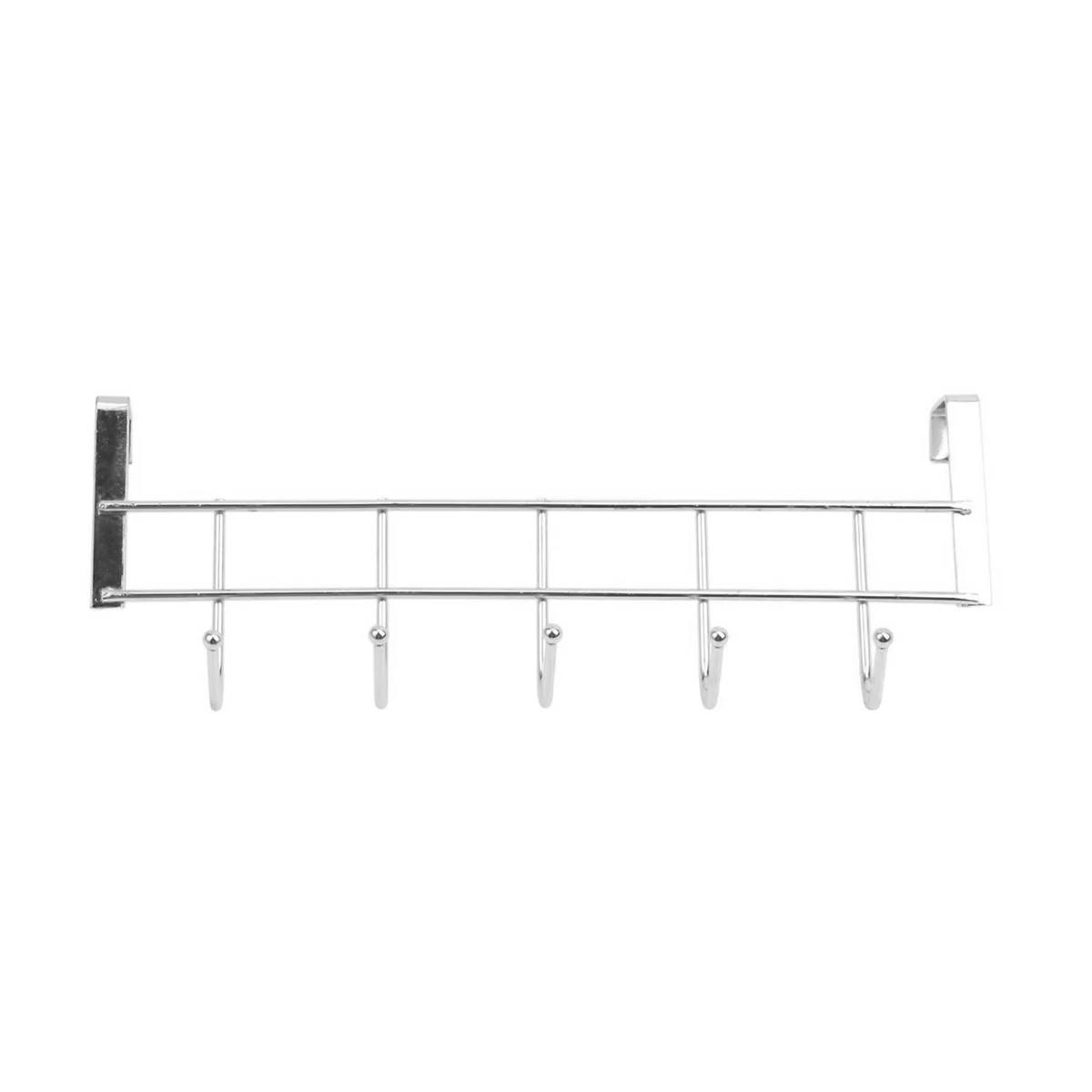 5 Hooks Over Door Home Bathroom Kitchen Coat Towel Loop Hanger Rack Holder Shelf,Silver