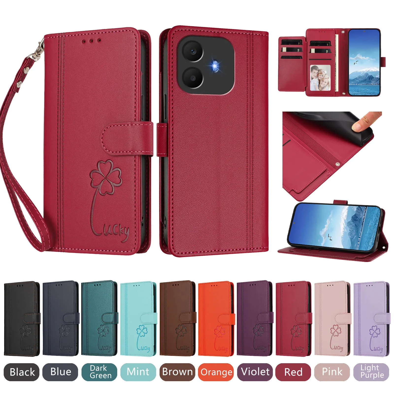 Für TCL K70 4G 5G Lucky Flower PU-Leder Flip-Handyhülle Für Coque TCL K70SE K70 Power NxtPaper 70 Pro Wallet Cover Fundas
